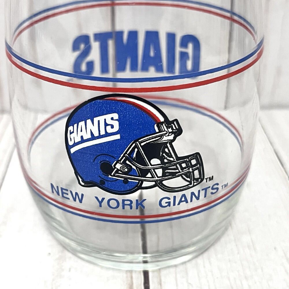 Vintage New York Giants Drinking Bar Rocks Glass-NFL Licensed-Round Bottom - Picture 2 of 4